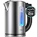 Produktbild Wasserkocher mit Temperatureinstellung, 1,7 Liter Wasserkocher Edelstahl mit Trockengehschutz, LED Beleuchtung Farbwechsel ändert Farbe je eingestellter Temperatur, BPA-Frei, 2200W