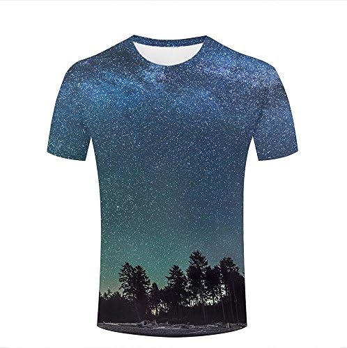 Mens Womens T Shirt 3D Printed Graphic Shirt Forest Glowing Stars Short Sleeve Shirts Summer Casual Tops Tees M