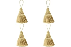 Fenghuangwu Elegant Polyester Tassel Key Tassel DIY Accessories for Furniture Light and Home Decoration 4 Packs (Gold)