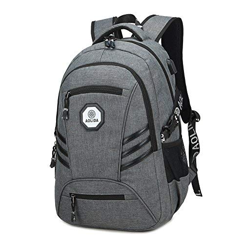 Mochila para ordenador portáti y netbooks 15,6 pulgadas mochila negocios con usb cargador mochilas hombre mujer impermeable para trabajo estudio y viaje, gris