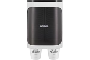 BEMODST Becherspender Wandmontage, Einweg Papierbecher Spender, Doppelrohr-Wasserbecher-Spender, fasst 80 Becher bis zu 7,6cm Durchmesser, Büro Haus Restaurant staubgeschützter Kunststoffbecherhalter (Weiß)