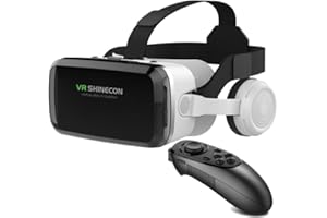 AYANGRISE 3D Virtual Reality VR Headset with Integrated Bluetooth Earphones, Compatible with iOS/Android Devices, for iPhone/Samsung Phones, Ideal for Movies and Gaming