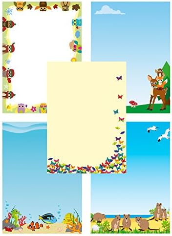 Writing Paper funny animals 50 Sheets - 5x10 Sheets DIN A4 90 g/m² Mix2