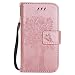 Produktbild Samsung Galaxy S3 Mini Hülle, Chreey Prägung [Katze Baum] Muster PU Leder Hülle Flip Case Wallet Cover mit Kartenschlitz Handyhülle Etui Schutztasche [Rose Gold]