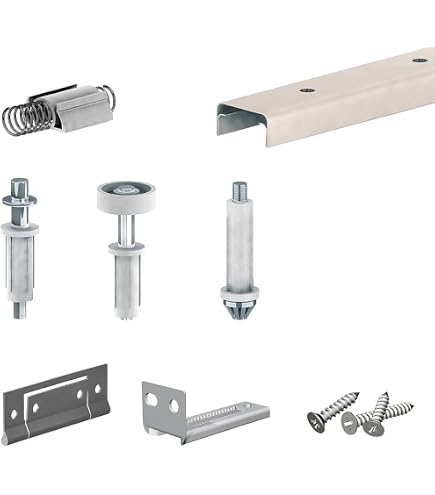 Kit Rails Coulissants 3 Voies Pour Porte De Placard - Aluminium, Sans Rainure, Longueur 120 Cm