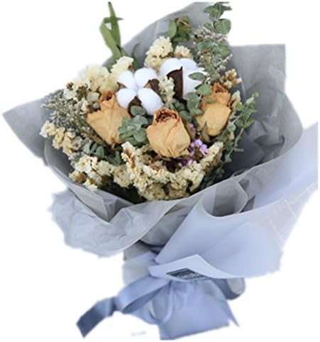 Roses retro bouquets bouquets natural air - dried flowers (Champagne Gold Rose+White kapok)