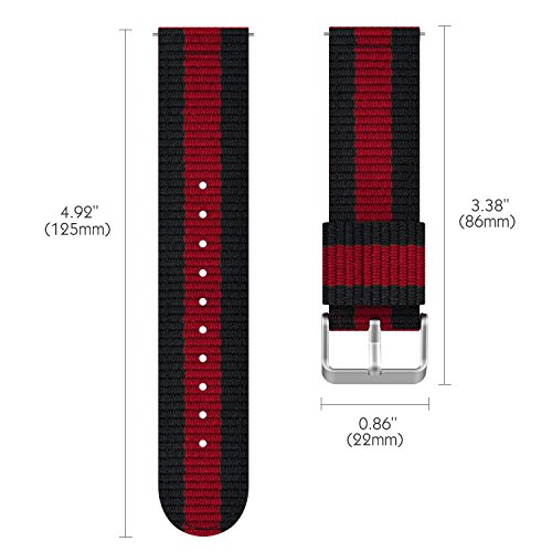 MoKo Samsung Gear S3 Frontier / Classic / Moto 360 2nd Gen 46mm Armband – Nylon Strick Sportarmband Uhrenarmband Uhr Erstatzband mit Schließe für Samsung Gear S3 Classic Samrtwatch, Schwarz/Rot - 9