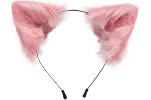 PPFINE Copricapo fatto a mano con orecchie di gatto, lupo, volpe, accessori per costume di Halloween, Natale, cosplay