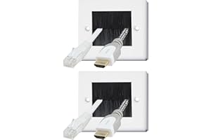 Auline Black Brush White Surround Single 1 Gang Wall Outlet Cable Entry Plate Tidy Mount Face Plate Wall Plate (2)