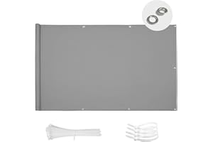 SUN BLOCK Schermi Protettivi Frangivista Balcone 80x400cm,Copri Ringhiera Balcone Esterno per Privacy e Sicurezza Telo Frangivista per Recinzione Adatto per Balconi e Ringhiere e Giardino,Grigio