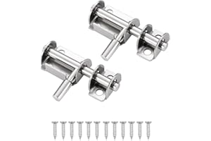 CYIOU 2Pcs Sliding Door Latch Small Gate Latch Bolt Door Lock Mini Bolt Slide Safety with 12 Screws for Garden Wooden Gates Toilet Stainless Steel(Silver)