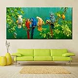 YCOLLC Peinture sur Toile Grande Taille Peinture Numérique Colorée Perroquets Impression Affiche pour Livingom Mur Art Photo Décor À La Maison Cadeau Pas de cadre70x140cm