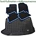 Produktbild Restposten-Automatten Velours Fußmatten mit Blauer Kettelung, Trittschutz und Passgenaue Antirutsch Gummi Kofferraumwanne mit Hohem Rand fahrzeugspezifisch 1866BK