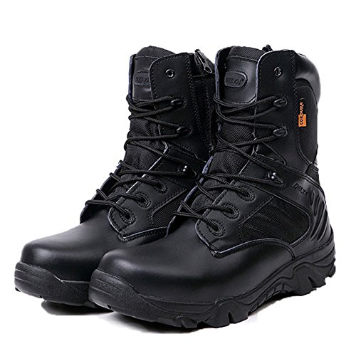 LiliChan Uomo Stivali Tattici Delta Zip Laterale Militare Lavoro 8 Pollici Esercito Scarpe (43, Nero)
