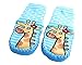 Baby Toddlers Kids Indoor Slipper Shoe Socks Moccasins NON SKID BLUE STRIPED GIRAFFE (9-18 MTHS)