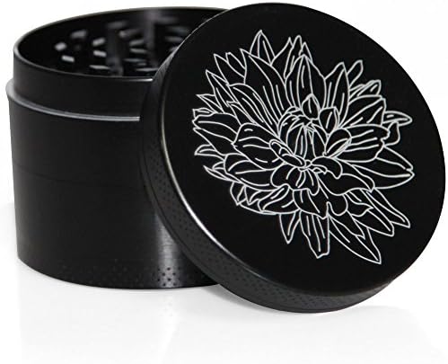 Engshwn Premium Zinc Alloy Herb Spice Tobacco Grinder 2.2 Inches 4 Piece with Beautiful Laser Flower