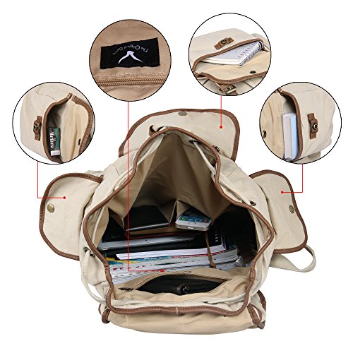 Veevan Vintage Schule Segeltuch Rucksack - 5