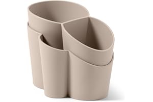 BLIMPLUS - Scolaposate Gocciolo Moka Grey 4 Scomparti Drenaggio Acqua - Organizzatore Posate Lavello - Made in Italy