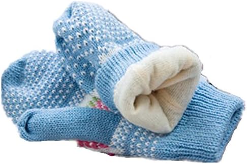 PromiseTrue Fashion Lady Girls Strawberry Knitted Keeping Hands Warm Gloves, Blue