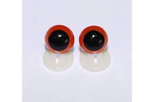 celloexpress 8mm GLASS LIKE Orange Eyes with Plastic Backs - Safety Eyes for Soft Toy or Teddy Bear Making - Pack of 1 Pair