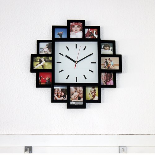 Design Wanduhr mit Bilderrahmen – Fotouhr 12 Bilder - 3