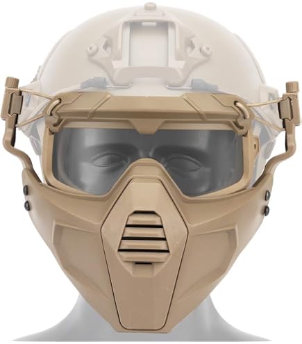 Casco Tattico Airsoft Con Maschera Integrale E Occhiali Rimovibili – Supporto NVG, Guida Laterale, Peso 680 G