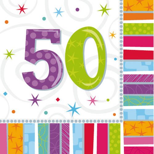 Servietten Radiant Birthday 50, 16 Stk.