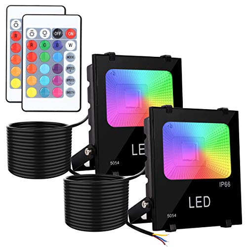 Faretto a LED RGB da 30 W con telecomando, 16 colori e 8 modalità dimmerabili, IP66, impermeabile, cavo da 1,5 m, in alluminio, 30w * 2 30.00W 220.00V