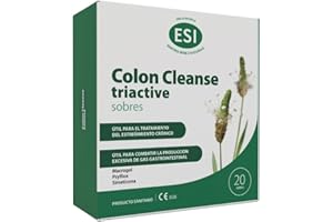 ESI Colon Cleanse Triactive | 20 sobres con Macrogol, Psyllium y Simeticona | Sin azúcar | Para regularidad intestinal, gases y bienestar digestivo | Apto adultos y niños | Sabor naranja