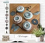  Mandalas de pared, diseño exclusivo hecho a mano, pieza única, reversible: tejido a dos caras. Modelo\"Vintage\": suave algodón con charms y filigranas color bronce envejecido y verdín.