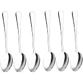 Qinglele Juego de 6 cucharas de acero inoxidable 304, cucharas de sopa, cucharas de cena, cucharas de mesa, 17 cm