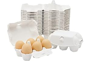 Micvtve 50 Pieces Paper Egg Cartons for Chicken Eggs Pulp Fiber Holder Holds 6 Count Eggs Farm Market Travel