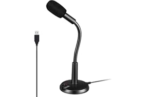 Dericam USB Desktop and Laptop Computer Microphone, 360° Omnidirectional Condenser Mic, PC Microphone for Tele-Conference/Learning, Online Chatting, Gaming, Live Podcasting, Recording, Skype, M2