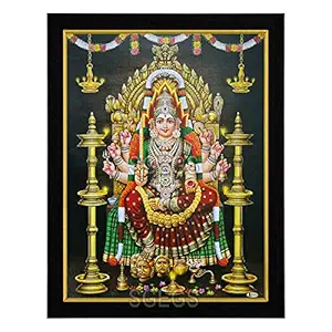 SHREE GANESH ENTERPRISE GIFTING SOLUTIONS Goddess Mariamman HD Photo Frame Amman Painting Pooja Wall Hanging (Wood, Poster with Frame,Multicolour, 25X1x31cm)