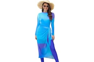 IBTOM CASTLE Women Muslim Modest Swimwear Full Cover Long Sleeve Swimsuit Top + Pants + Wrap Skirt 3Pcs Athletic Bathing Suits Islamic Swimming Costume Sun Protection Beachwear