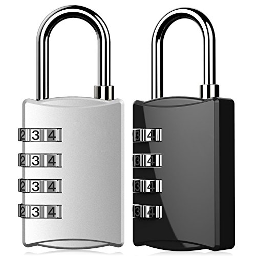 Preisvergleich Produktbild YOUTU [2 Packs] 4-stellige Kombinationsnummer Reiseschloss Kofferschloss Zahlenschloss Vorhangschloss, Kombination Code Sicherheit Vorhängeschloss für Reisekoffer Gepäck,Aktenkästen, Schule, Aktenschränke, Toolbox Zaun Hasp Schrank, Fitness & Sport Schloss, Mitarbeiter & Lagerung Stahl Anti Rust Wetterfest (Silber+Schwarz)