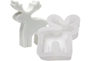 Pomurom Stampo Natale Silicone, Albero di Natale Omino di Pan di di Natale Cervo Stampi Natalizi in Silicone per Resina Epossidica Candele Gessetti Profumati Gesso Sapone Fai da Te Decorazioni Orname