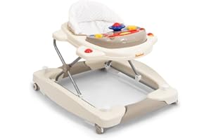 Baninni Trotteur Classic 2-en-1 beige - pour bébé avec fonction balançoire à roulettes, lumière, musique, centre de jeu Table à manger pour bébé pliable à partir de 6 mois