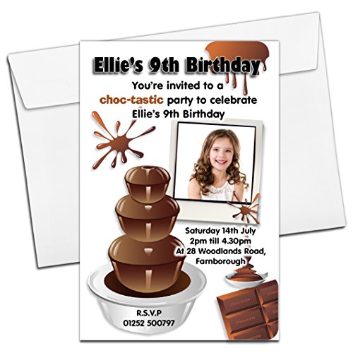 10 Personalised Chocolate Fountain Party PHOTO Invitations N80