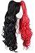 MapofBeauty Multi-color Lolita Long Curly Clip on Ponytails Cosplay Wig (Black/ Red)