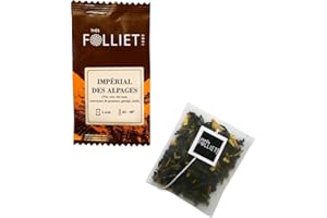 CAFÉS FOLLIET - Thé Impérial Des Alpages - Génépi - Thé Vert - Thé Noir - Confort Digestif - Sachet Individuel - 24 Sachets