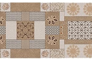 TAPPETIK Tappeto, Passatoia in Stampa Digitale Alta qualità, Ampia Gamma di Colori e Disegni (Serie DIGIT) VARIE MISURE (Mattonelle foglie, 52 x 230 cm)