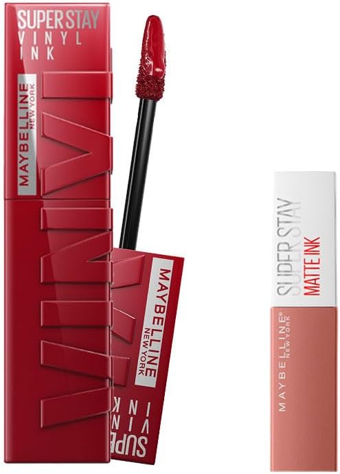 Maybelline New York Super Stay Vinyl Ink Uzun Süre Kalıcı Likit Parlak Ruj 10 Lippy & Mini Super Stay Matte Ink Likit Mat Ruj 65 Seductress Makyaj Seti