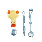 Set of Four Dog Toy Plush Rope Toy Dog Play Ball with Voice Pulling (TURKUAZ)