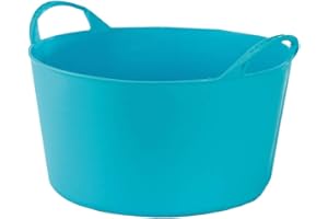 ‎RED HOG RED HOG Gartenkorb Kunststoff 14L Griffe Haltbarkeit: 120 kg Flexi Bag Wäschekorb Rund Behälter für Haus, Garten, Gebäude, Superstark, Mehrzweck, Verstärkungsrippen, Rissbeständig, Türkis