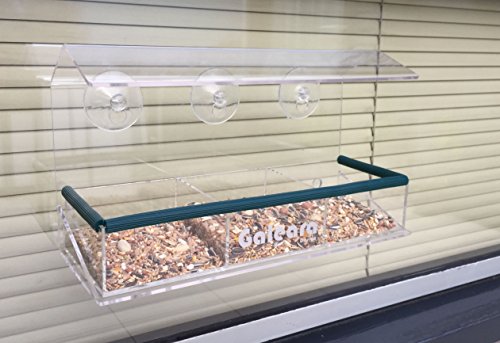 Vogelfutterhaus am fenster transparent GALEARA Acryl 30cm mit Abnehmbar Tablett