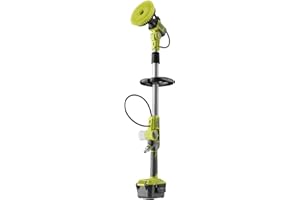 RYOBI Brosse Rotative télescopique sans Fil 18V One+ RWTS18-0 – Brosse Plate Large, Poignée GripZone, Nettoyage Sols Extérieurs, Murs, Meubles, Hauteur 1,4m – Batterie Non Incluse