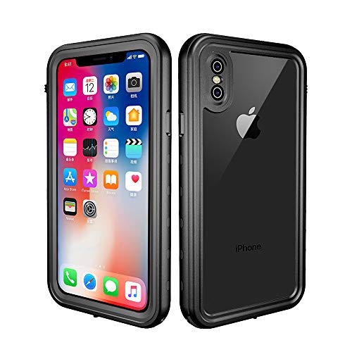 redpepper iPhone X/XS Funda Sumergible, Carcasa Impermeable [Antigolpes] Protección 360º [Certificado IP68] Resistente al Agua [Funda Extrema] Compatible con Carga Inalámbrica - Negro