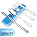 Produktbild AckMond Outdoor Utensilien Besteck Besteck Set Trinkflasche Edelstahl Gabel, Löffel, Teelöffel, Messer, Essstäbchen, Edelstahl Metall Trinkhalme mit Silikon Tips und Pinsel (Blau)