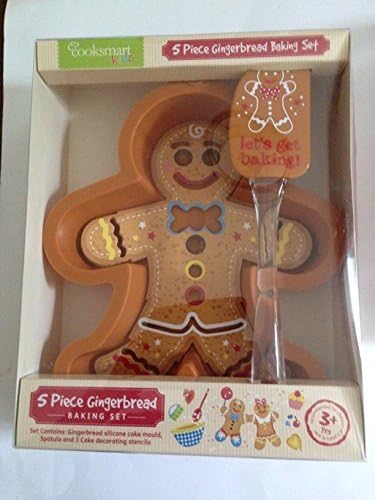 5 Piece Gingerbread Baking Set Cake Mould Stencils Spatula Gift Set by cooksmart kids